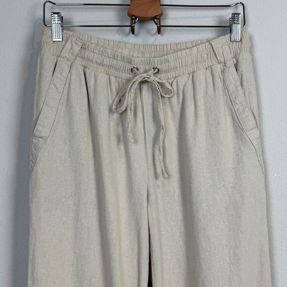 Briggs Linen Blend Cropped Pants Natural 6 - Picture 2 of 8